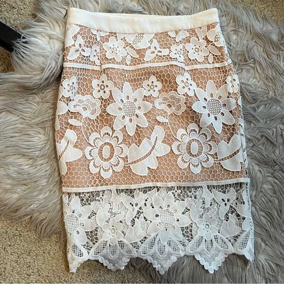 Endless Rose White Cream Sheer Lace Pencil Skirt - Picture 7 of 11